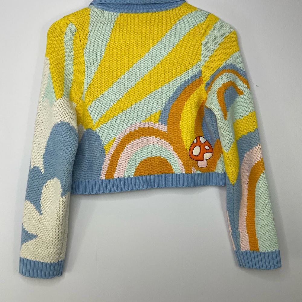 House of Sunny Mushroom Floral Cropped Cardigan Size 8 - Picture 8 of 12